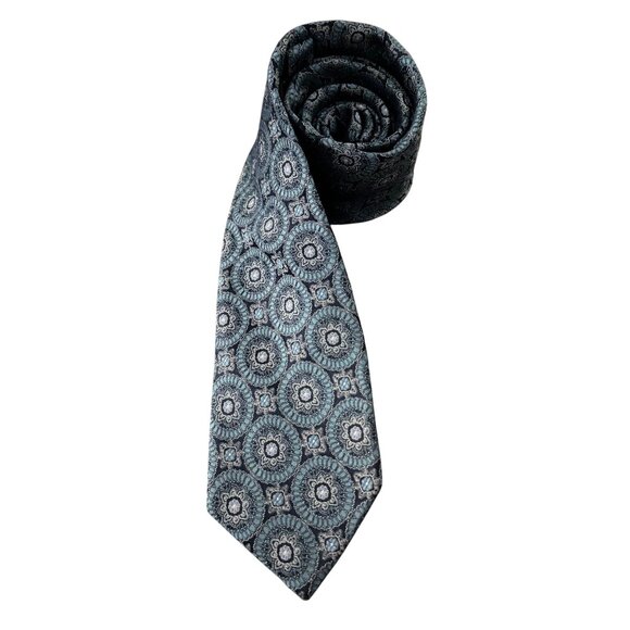 JOS. A. Bank Reserve Mens 100% Silk Tie Blue Floral Medallion Pattern - Picture 1 of 6